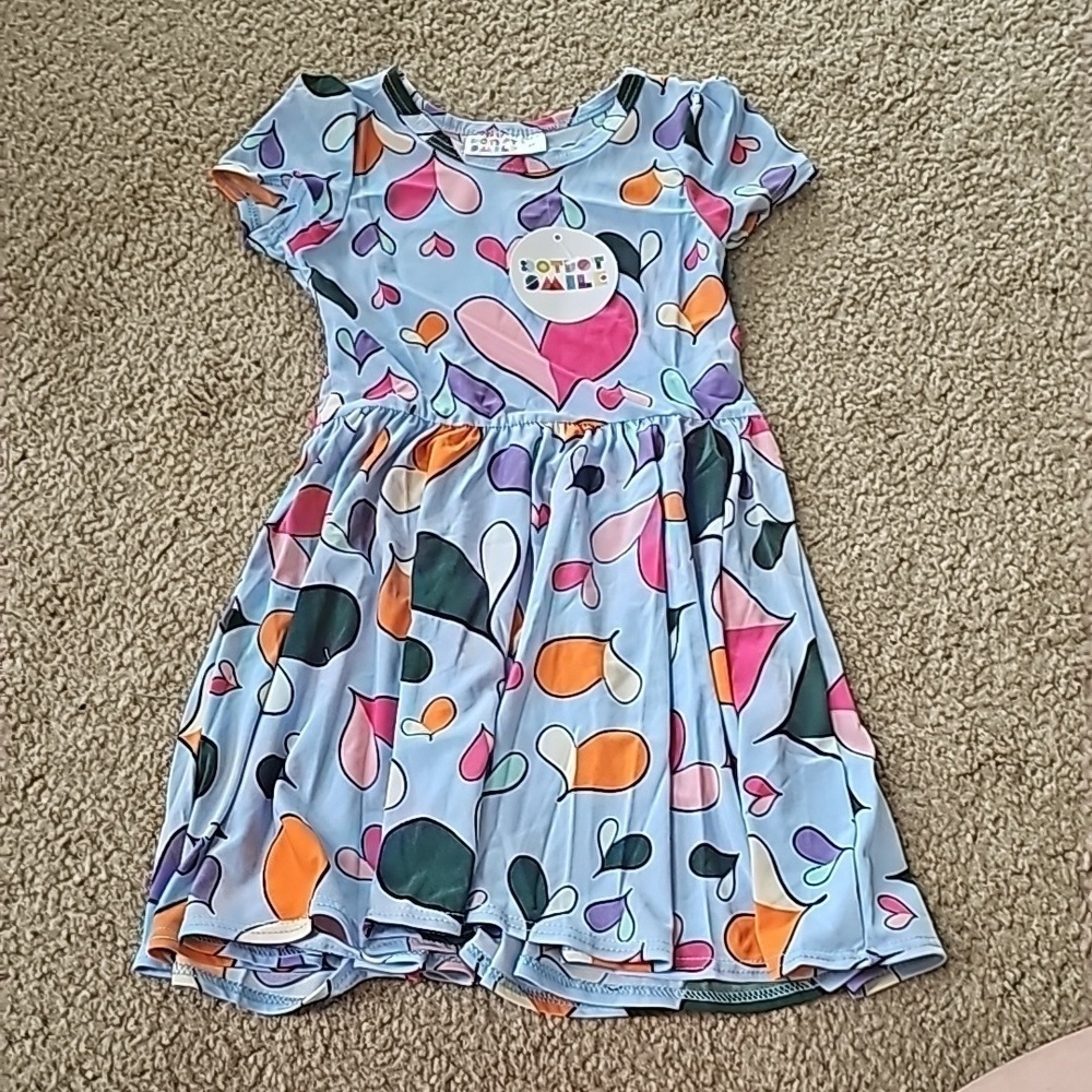 Dot Dot Smile Colored Hearts Cap Short-sleeve Dress 2T